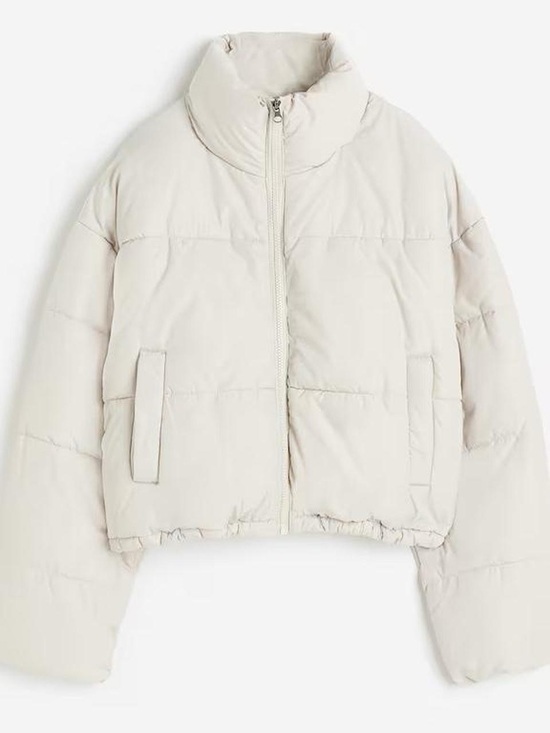 H&M Jackets & Blazers - H&M Cream Short Puffer Jacket with High Collar